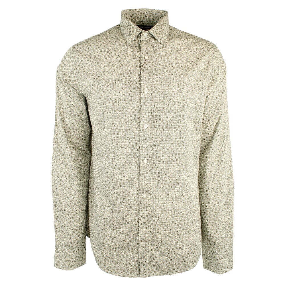 Michael Kors Men's Slim Fit Botanical Cotton Long Sleeve Shirt-F-XL